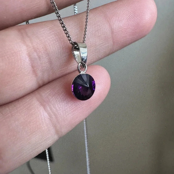 925 Sterling Silver Circle Set with Fine Austrian crystals - Picture 8 of 12